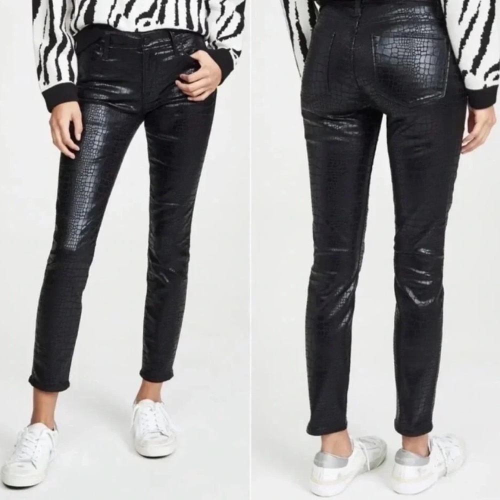 Frame Denim Croc-Patterned Black Jeans